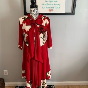 SewApostalic Handmade floral and red blouse